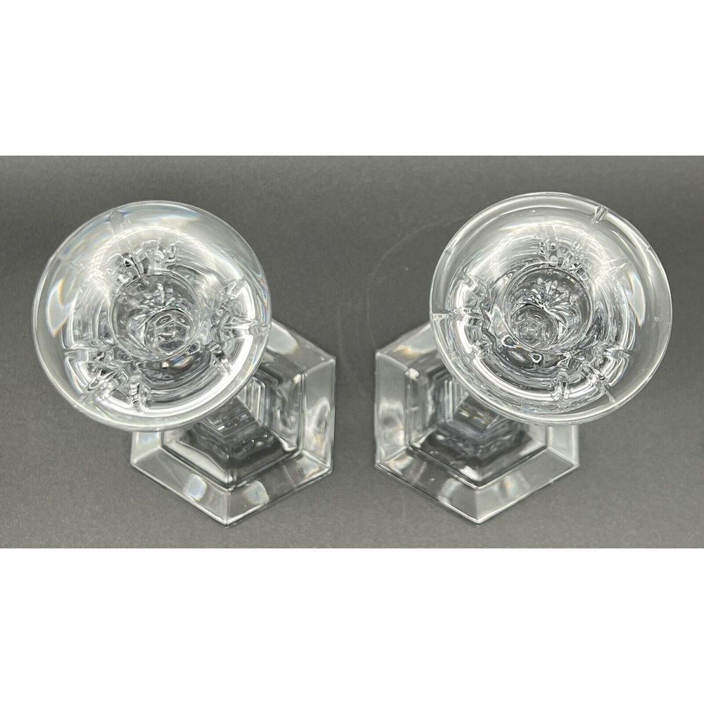 Set Of 2 Miller Rogaska‎ Clear Crystal Candle Holders 8 Inch Tall - Picture 4 of 15